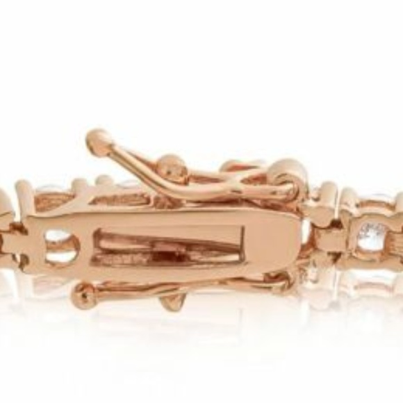 Tennis Bracelet Rose Gold Plated 3x3mm CZ - Picture 3 of 3